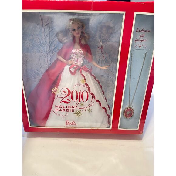 2010 Holiday Barbie Doll with Exclusive Necklace Gift #V8649 Mattel 2010 - Picture 1 of 5